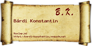 Bárdi Konstantin névjegykártya